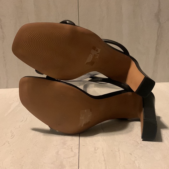 Steven Women's Black Leather Open Toe Cut Out Ankle Strap Heeled Sandals Size 8 - Picture 5 of 12